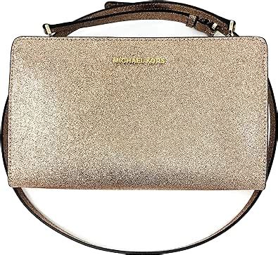 michael kors large crossbody clutch rose gold|Michael Kors gold evening bag.